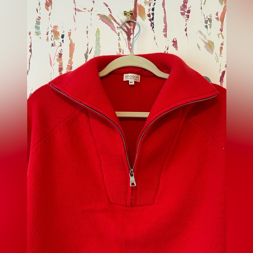 Red Zipper Sweater - Picture 4 of 6